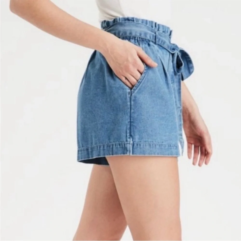 American Eagle Outfitters High Waist Blue Tie Shorts